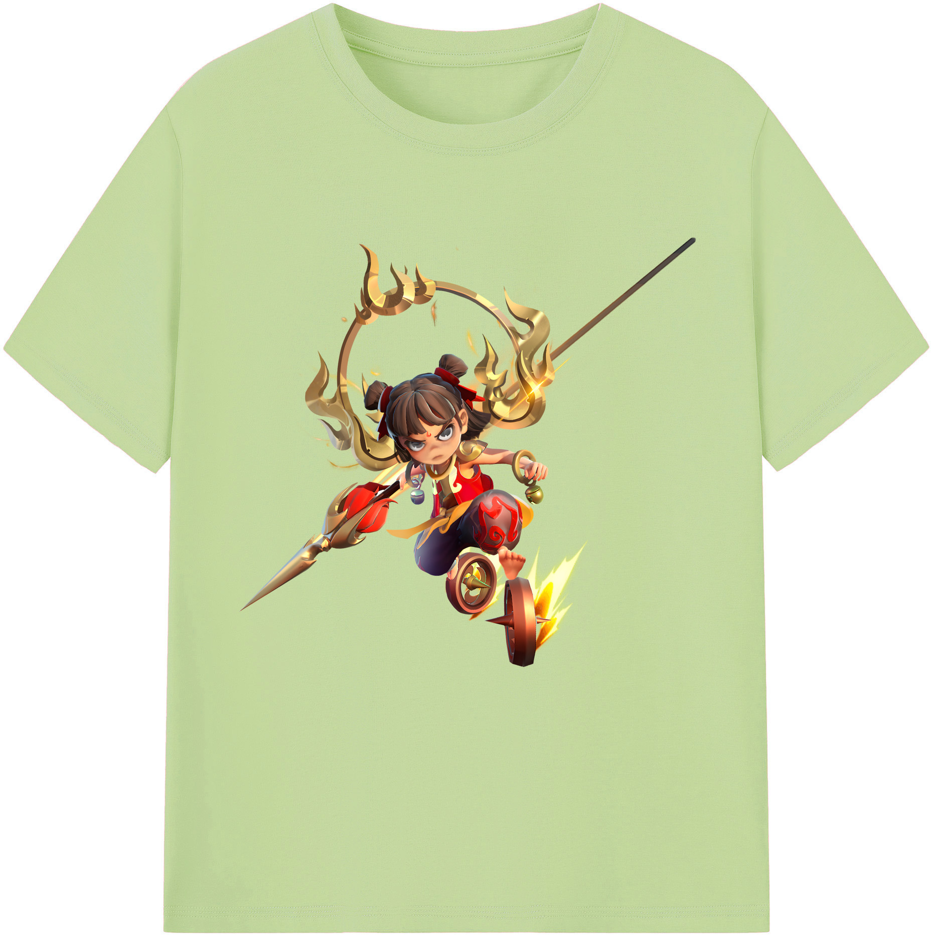 （画像用） Ne Zha 2 ナタ 魔童の大暴れ 綿100％半袖Tシャツ（フロントプリント）